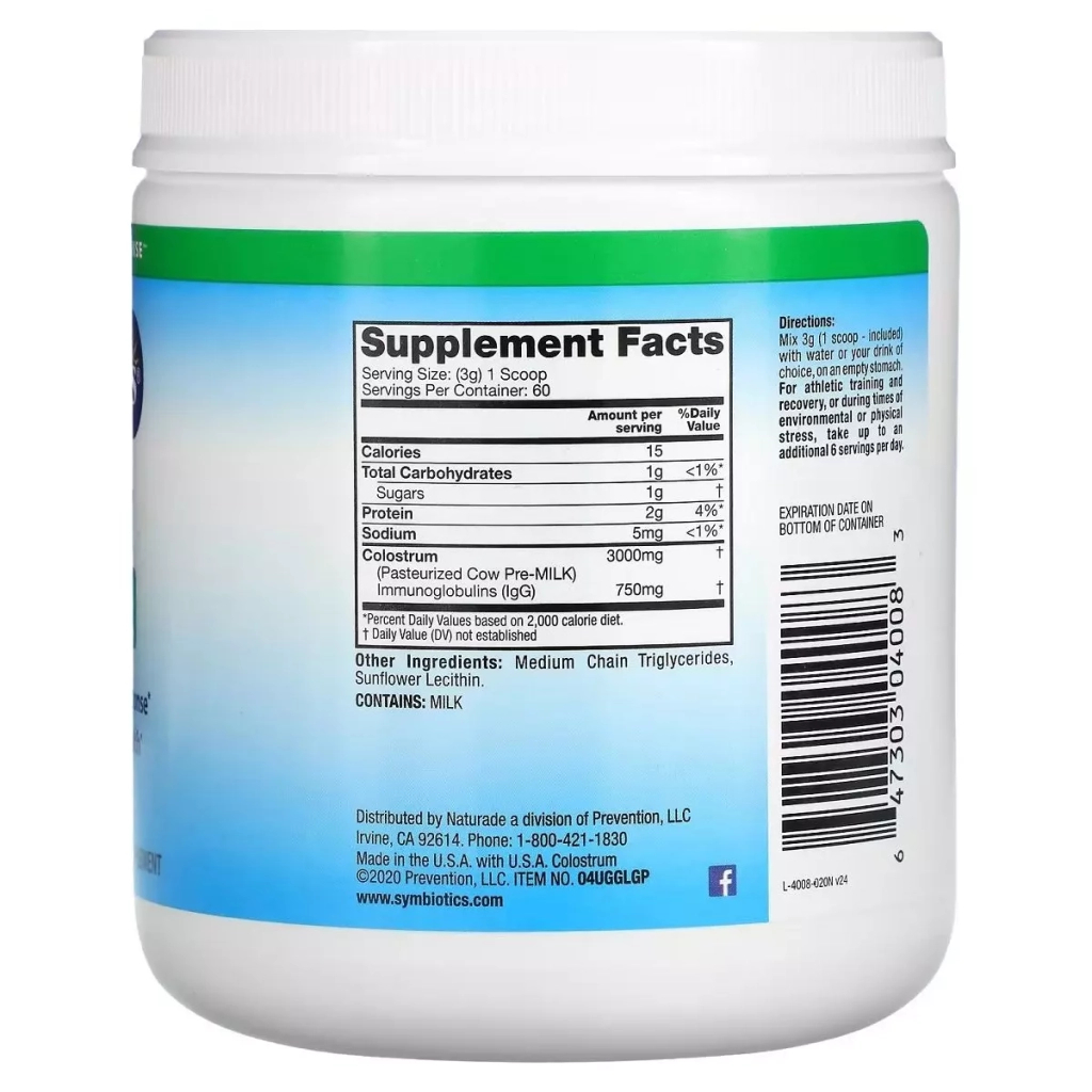 Вітамінно-мінеральний комплекс Symbiotics Молозиво, 3000 мг, Colostrum Plus, 180 гр (SYM04008) - зображення 2