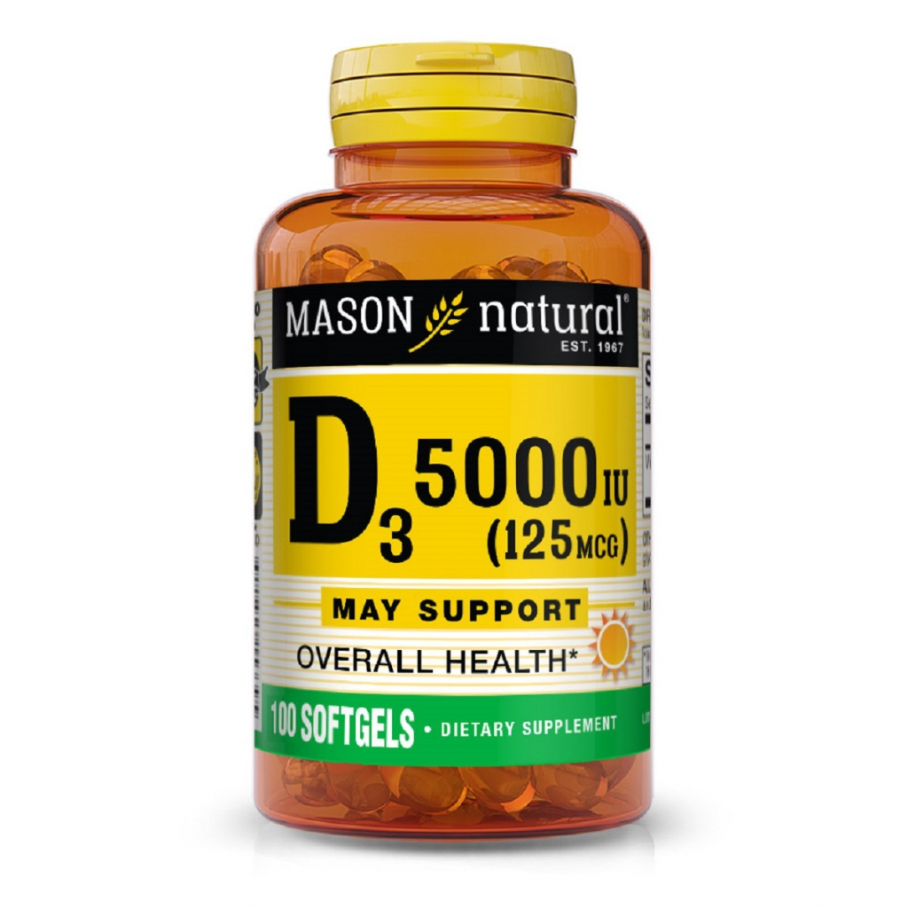 Вітамін Mason Natural Вітамін D3 5000 МО, Vitamin D3, 100 гелевих капсул (MAV15331) - зображення 1
