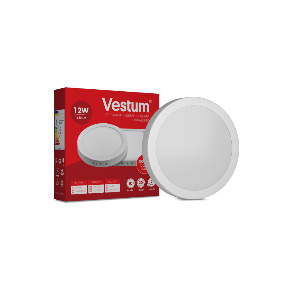Світильник Vestum LED 12W 4000K 220V (1-VS-5302) - зображення 1
