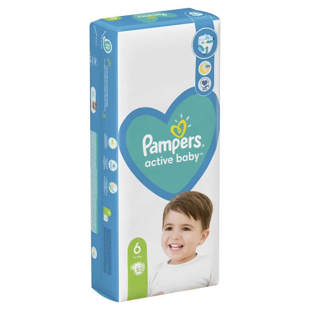 Підгузки Pampers Active Baby Extra Large Розмір 6 (13-18 кг) 52 шт (8001090948533) - зображення 3