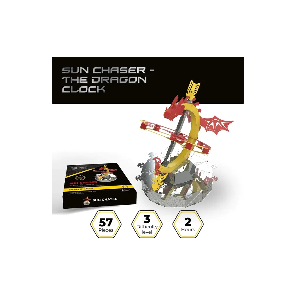 Конструктор Metal Time Колекцiйна модель Sun Chaser Dragon Stand Clock Сонячний годинник (MT025) - зображення 6