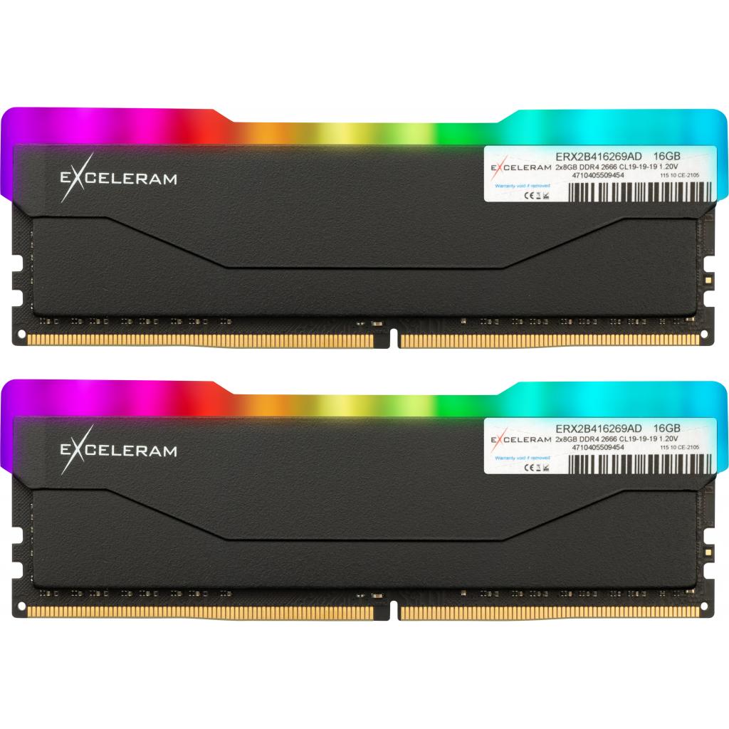 Модуль пам'яті для комп'ютера DDR4 16GB (2x8GB) 2666 MHz RGB X2 Series Black eXceleram (ERX2B416269AD) - зображення 1