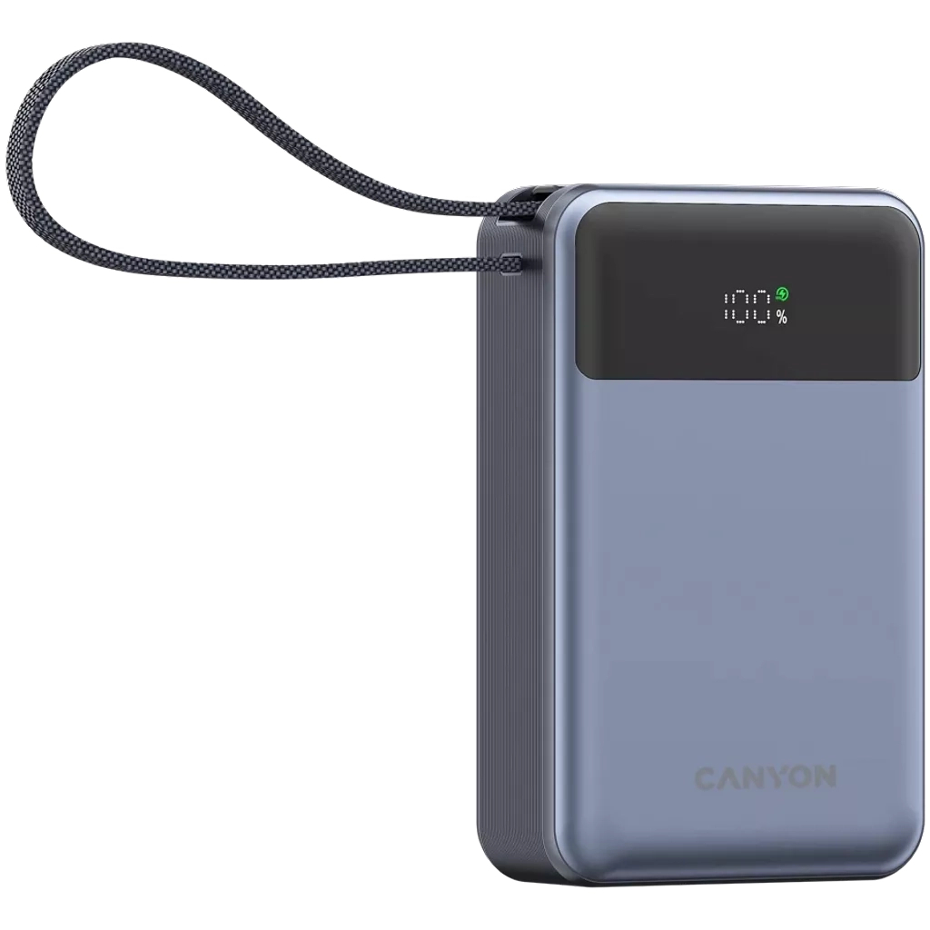 Батарея універсальна Canyon 20000mAh OnPower 600 PD/65W built-in cable Dark Grey (CNS-CPB600DG) - зображення 2