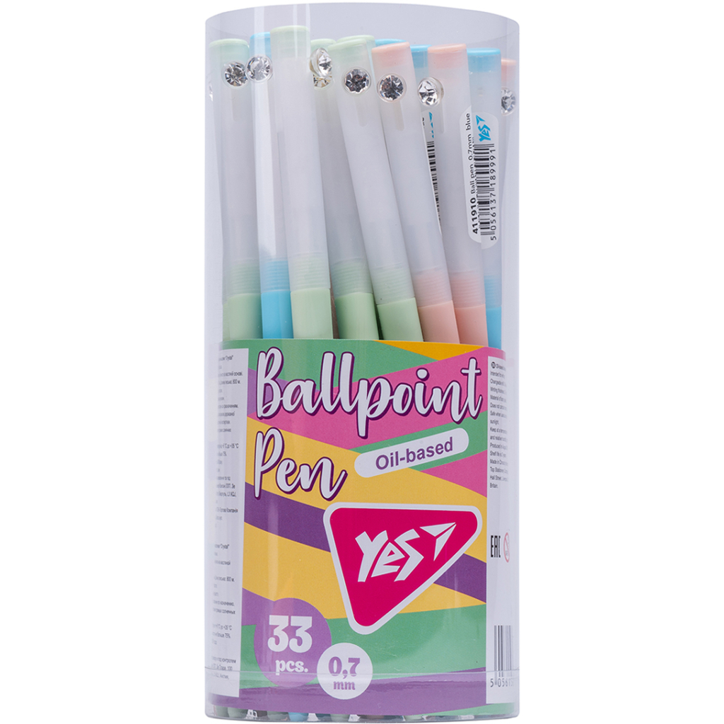 Ручка кулькова Yes Crystal автоматична 0,7 мм синя (411910) - зображення 5