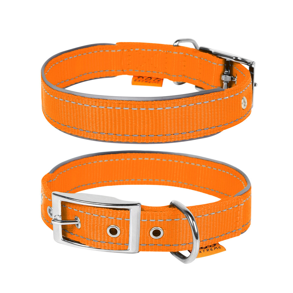 Нашийник для тварин Dog Extreme подвійний зі світловідбиваючою вставкою Ш 40 мм Д 60-72 см помаранчевий (64544) - зображення 2