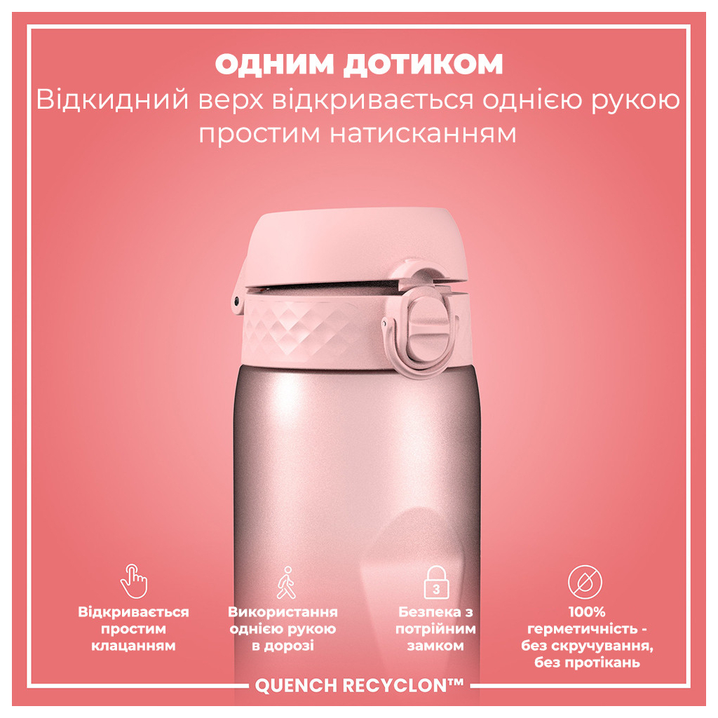 Пляшка для води ION8 OneTouch Times To Drink 1000 мл BPA Free, Periwinkle &Rose (I8RF1000PPRMOT) - зображення 2