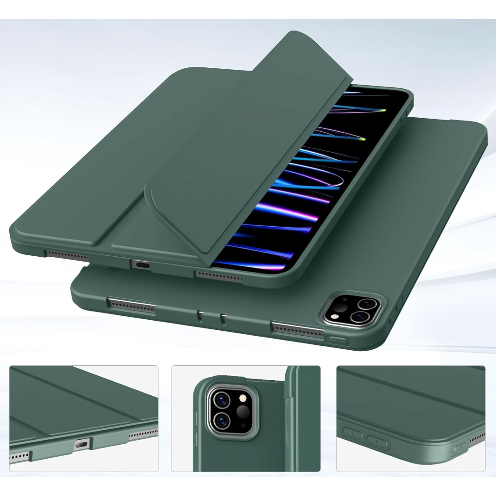 Чохол до планшета BeCover Tri Fold Soft TPU Silicone Apple iPad Pro 11" M4 2024 Dark Green (711746) - зображення 2