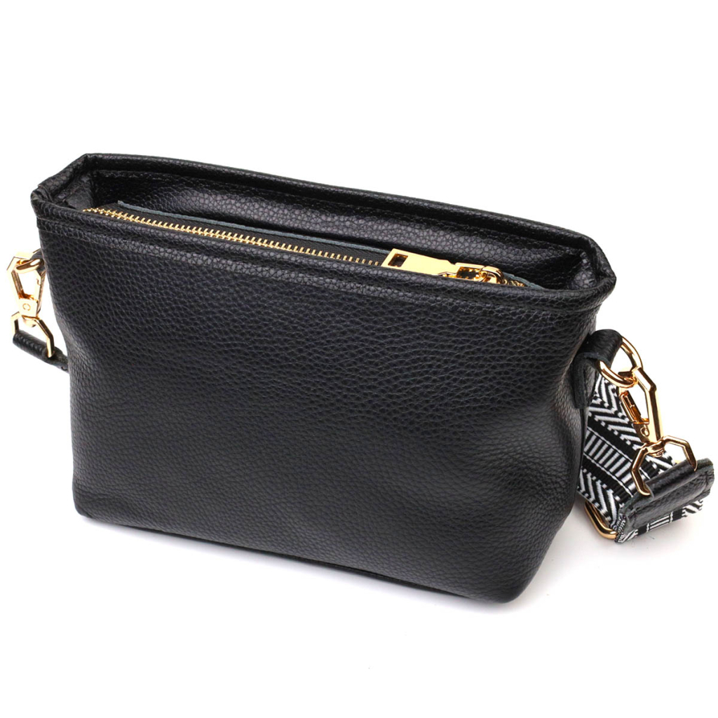 Сумка Vintage На плече з натуральної шкіри Чорна (22080) - зображення 2