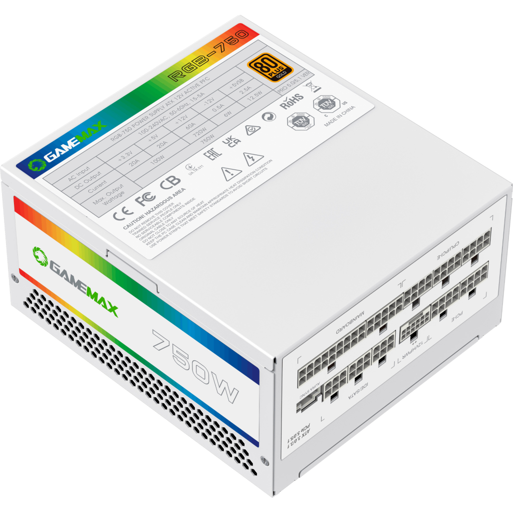 Блок живлення Gamemax 750W (RGB 750 PRO WH (ATX3.0/3.1 PCI) - зображення 5