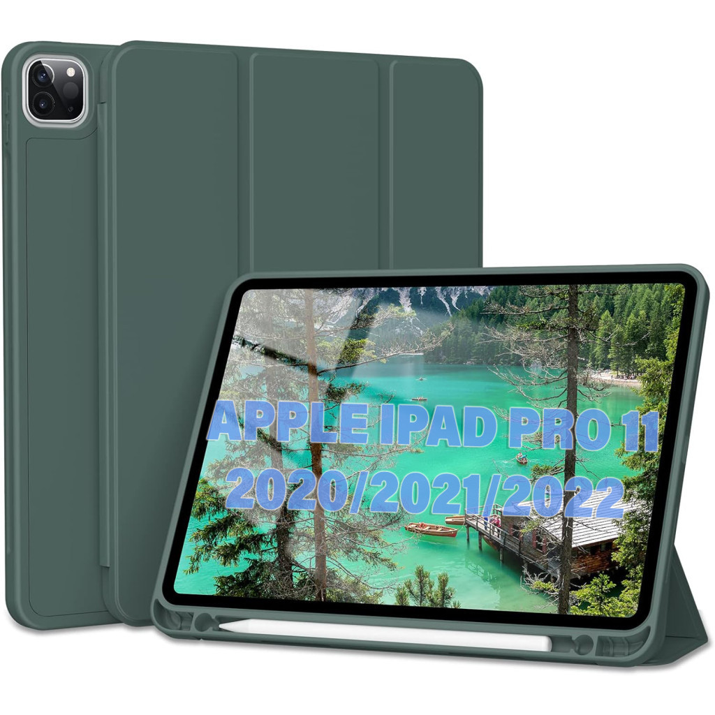 Чохол до планшета BeCover Tri Fold Hard TPU Apple iPad Pro 11 2020/2021/2022 Dark Green (711110) - зображення 2