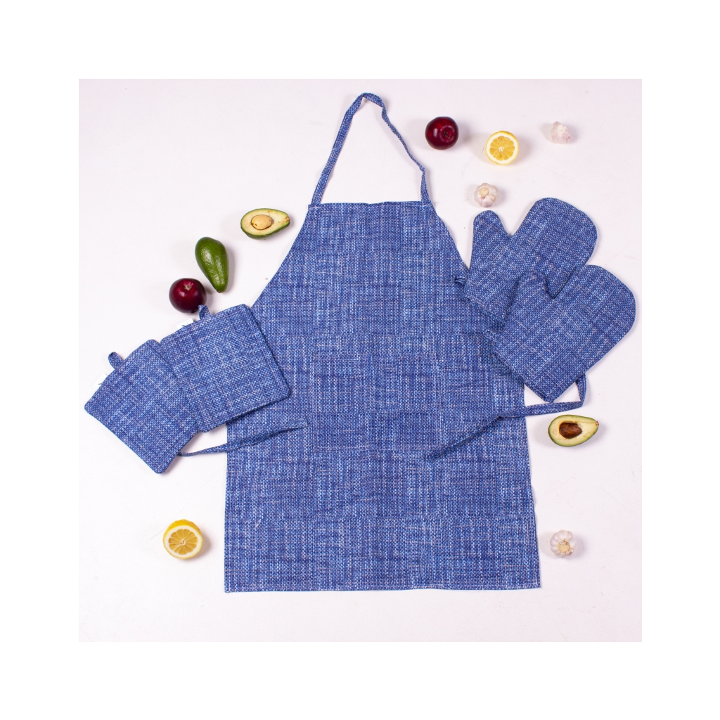 Фартух MirSon Набір №209 - Blue binding дві прихватки + дві рукавички-прихватки + фартух (2200006754121) - изображение 2