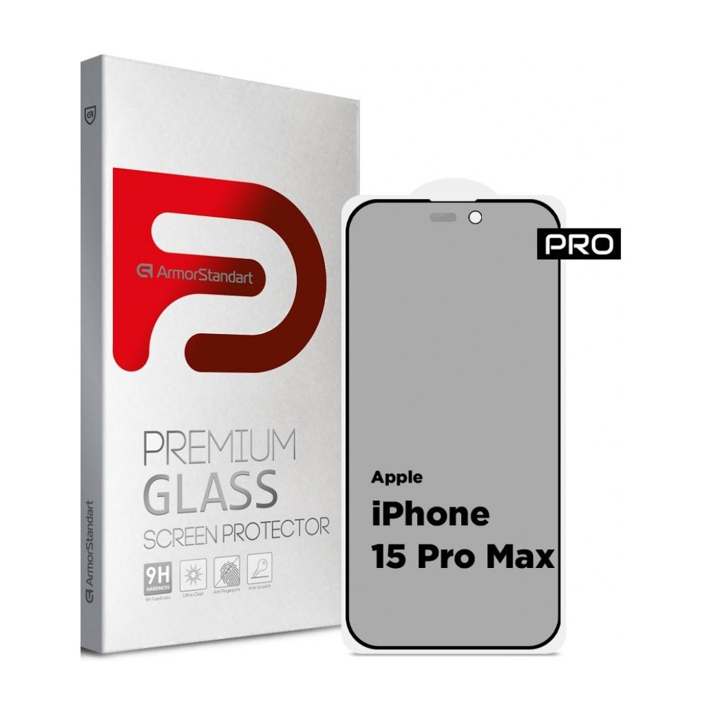 Скло захисне Armorstandart Pro Anti-spy Matte Apple iPhone 15 Pro Max Black (ARM73172) - зображення 1