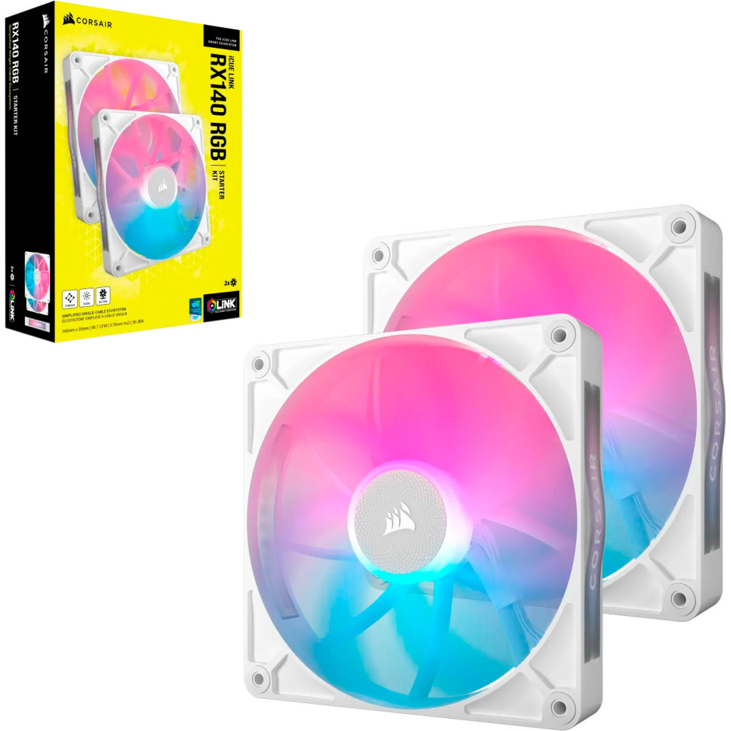 Кулер до корпусу Corsair iCUE Link RX140 RGB PWM White Dual Pack (CO-9051024-WW) - зображення 4