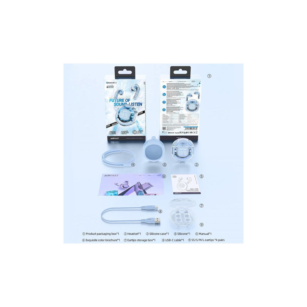 Навушники Acefast T8 Ice Blue (6974316282235) - зображення 3