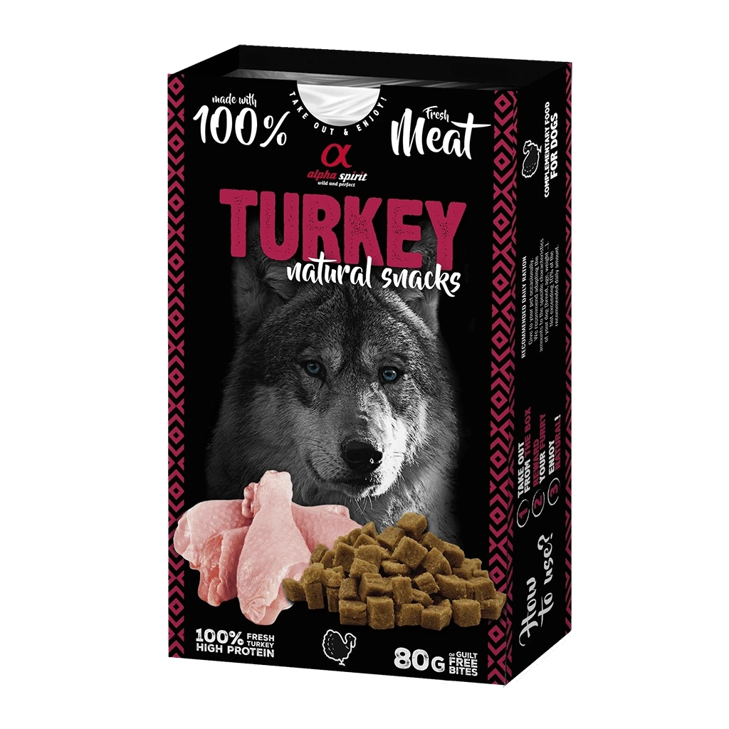 Ласощі для собак Alpha Spirit Dog Turkey Natural Snacks 80 г (8436586311841) - зображення 1
