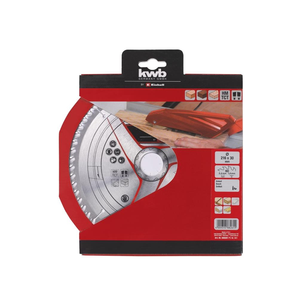 Диск пильний Einhell TCT KWB до торцової пилки, 216х30 мм, 60 зубц (588261) - зображення 2