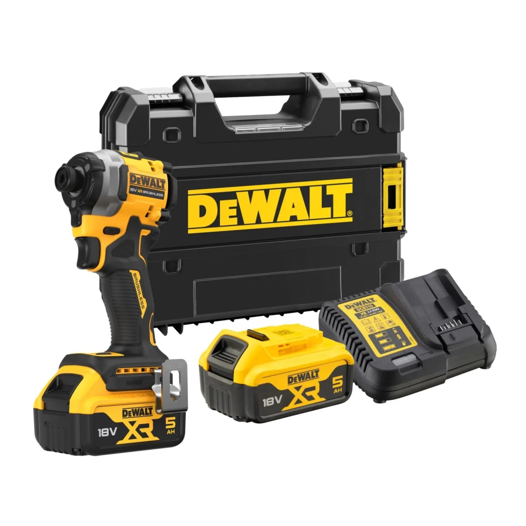 Шуруповерт DeWALT 18 В XR Li-Ion, 2x5Ah, безщітковий, 206 Нм, 3250 об/хв, TSTAK (DCF850P2T) - зображення 1