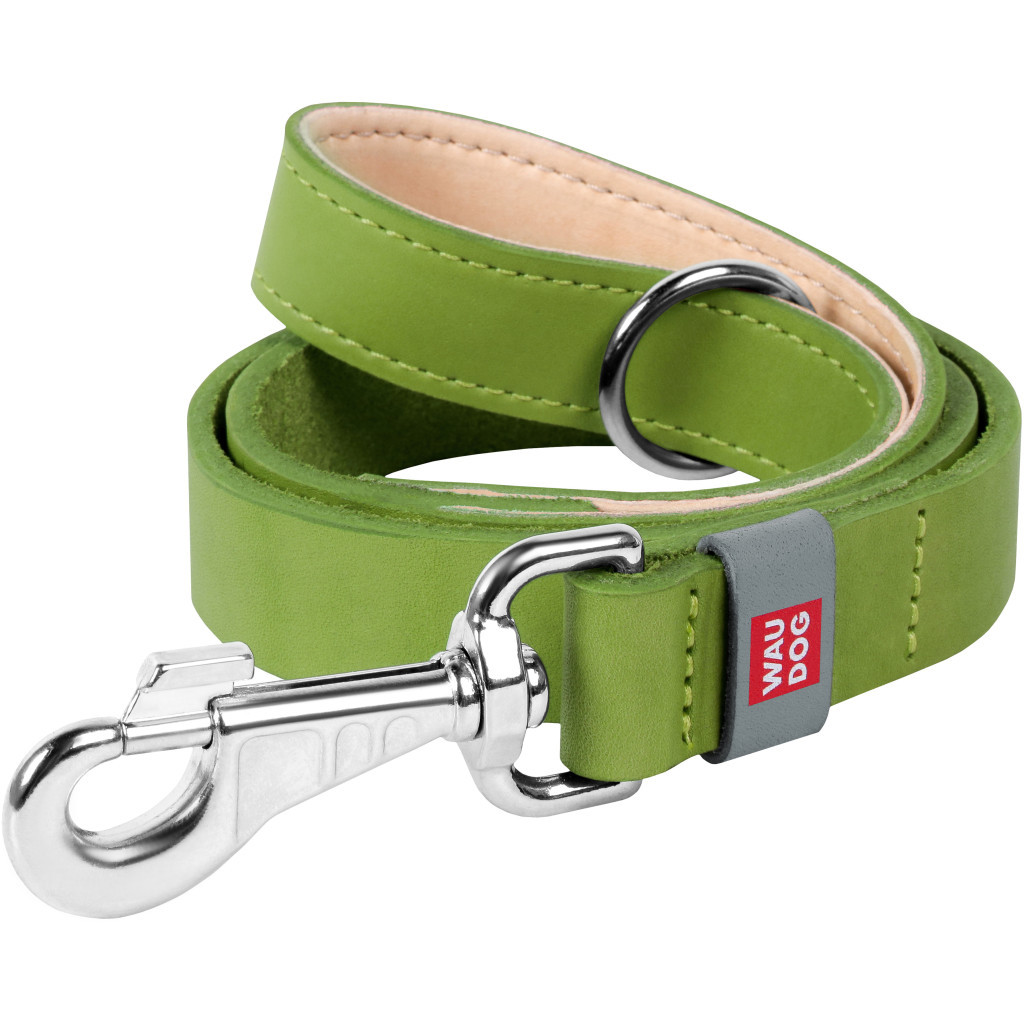 Повідець для собак WAUDOG Classic шкіряний Ш 20 мм Д 122 см салатовий (08145) - зображення 1