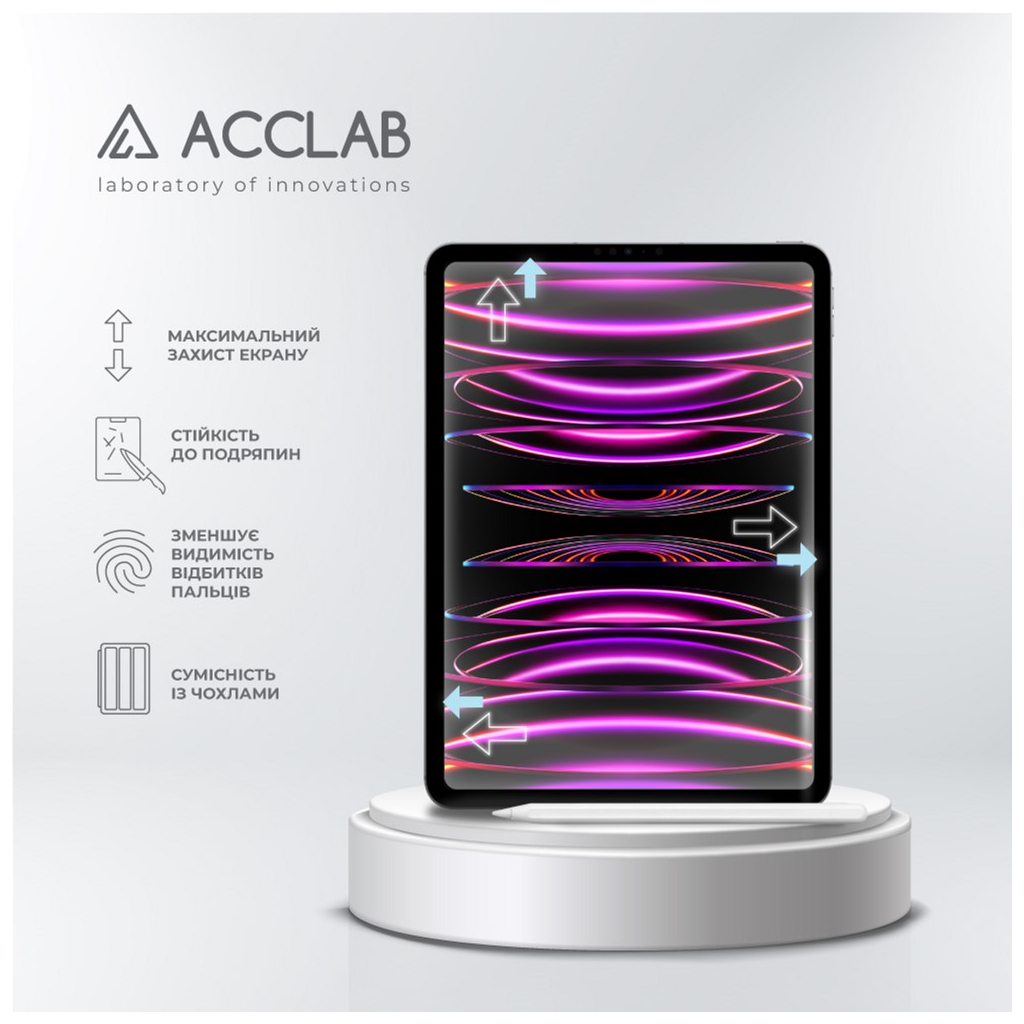Скло захисне ACCLAB Full Glue Apple iPad Pro 11 2022/2021/2020/2018 (1283126575150) - изображение 3