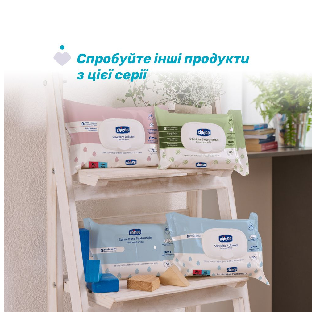 Дитячі вологі серветки Chicco м`які очищаючі, 16 шт (12050.20) - зображення 5