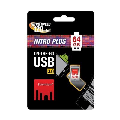 USB флеш накопичувач Strontium Flash 64GB Nitro Plus Silver OTG USB 3.0 (SR64GSLOTG1Z) - зображення 3