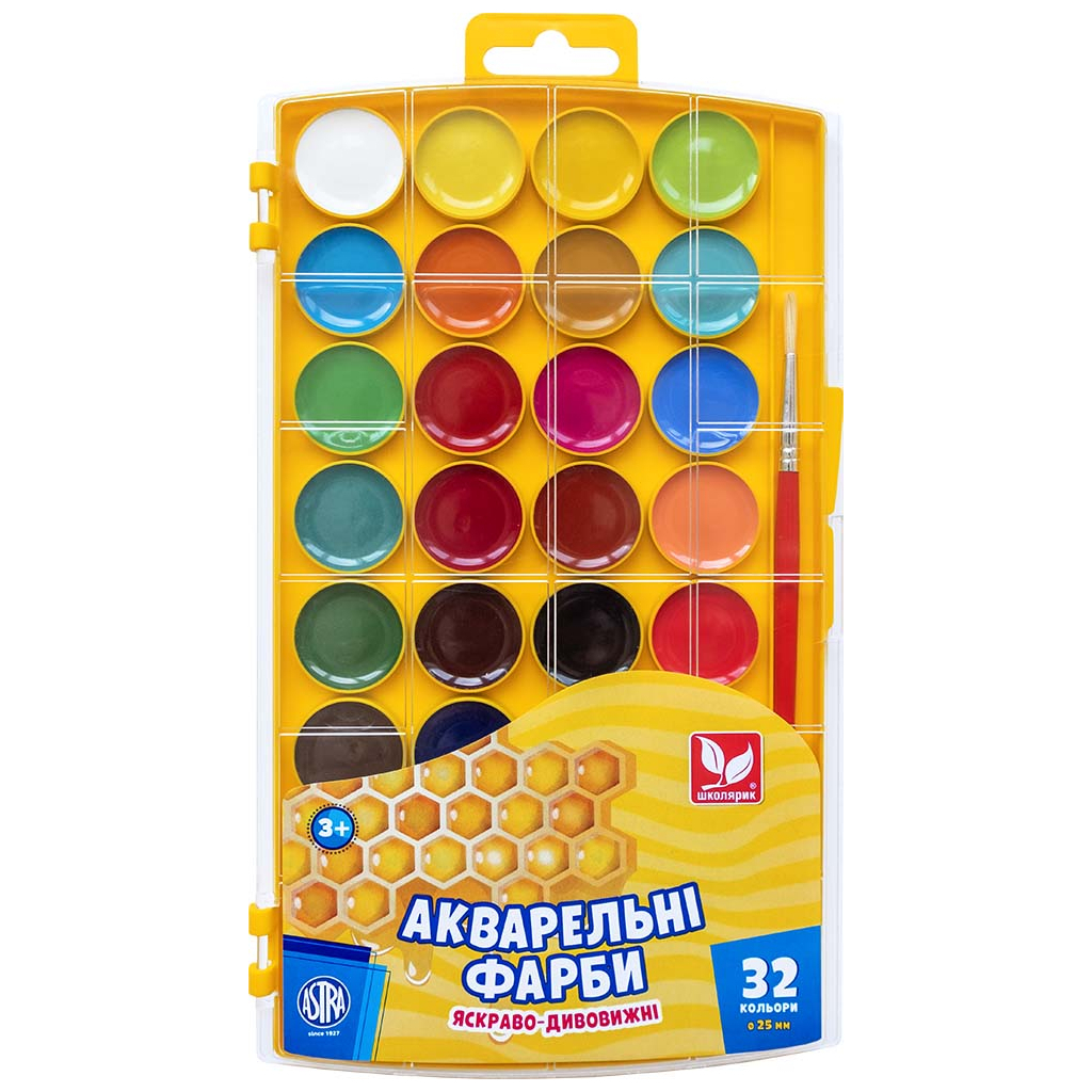 Акварельні фарби Школярик Медові 32 кольори (302023002-UA) - зображення 1