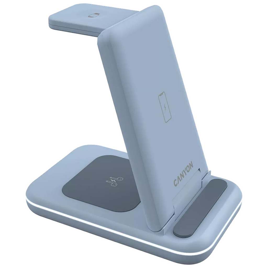 Зарядний пристрій Canyon WS-304 Foldable 3in1 Wireless charger Blue (CNS-WCS304BL) - зображення 3