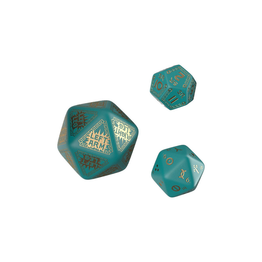 Набір кубиків для настільних ігор Q-Workshop RuneQuest Turquoise gold Expansion Dice (3 шт.) (SRQE97) - зображення 1