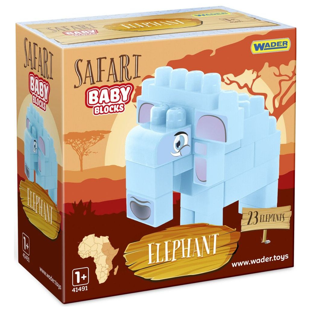 Конструктор Wader Baby Blocks Сафарі - слон (41502) - зображення 1