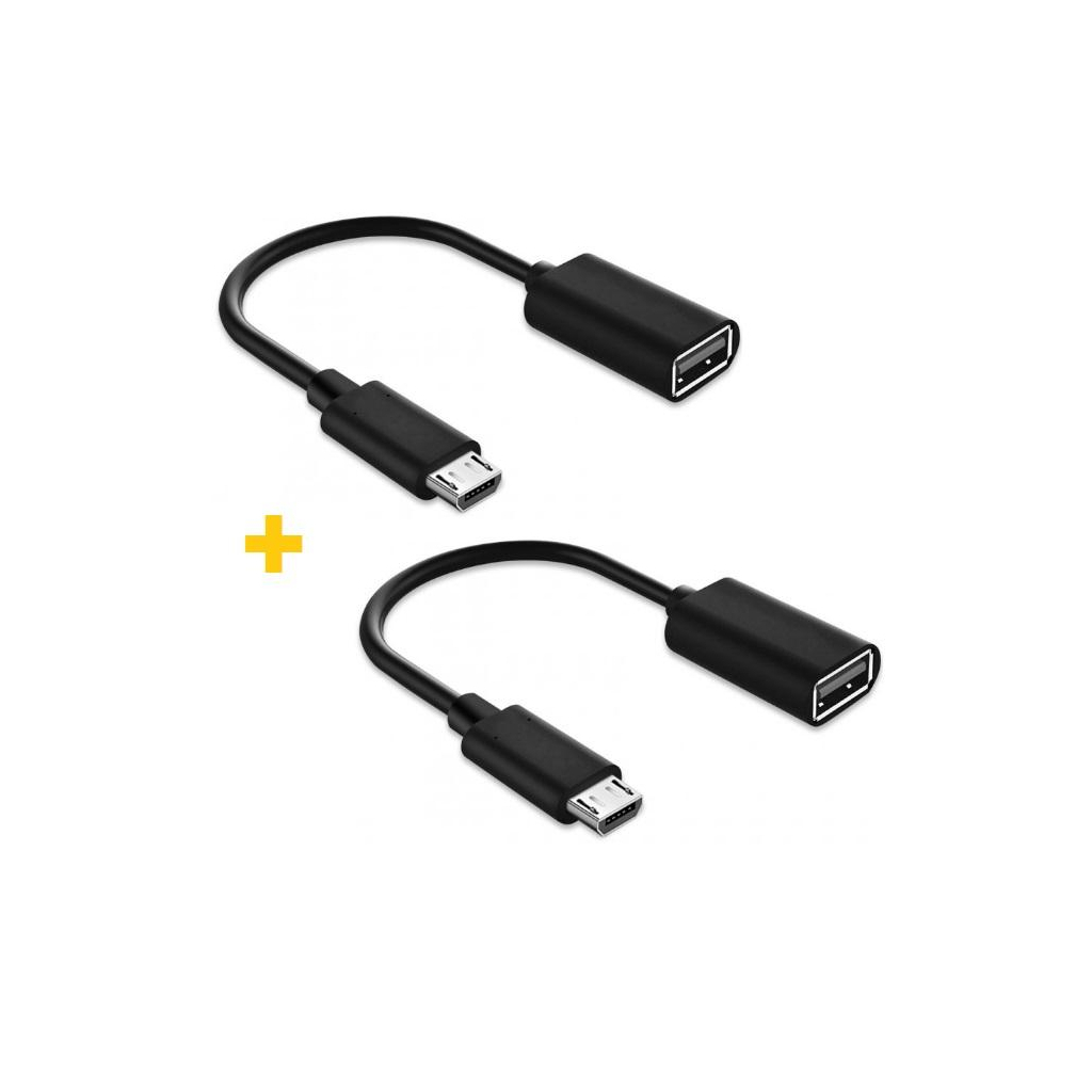 Перехідник OTG USB 2.0 AF to Micro 5P 0.11m 2PCS black XoKo (XK-AC130-BK2) - зображення 1