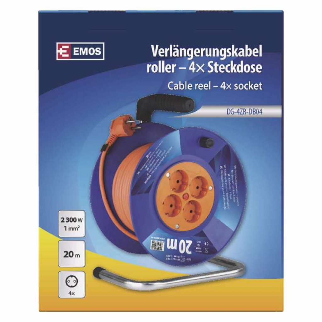 Мережевий подовжувач EMOS катушка 4 роз., 20 м (P09220) - зображення 5