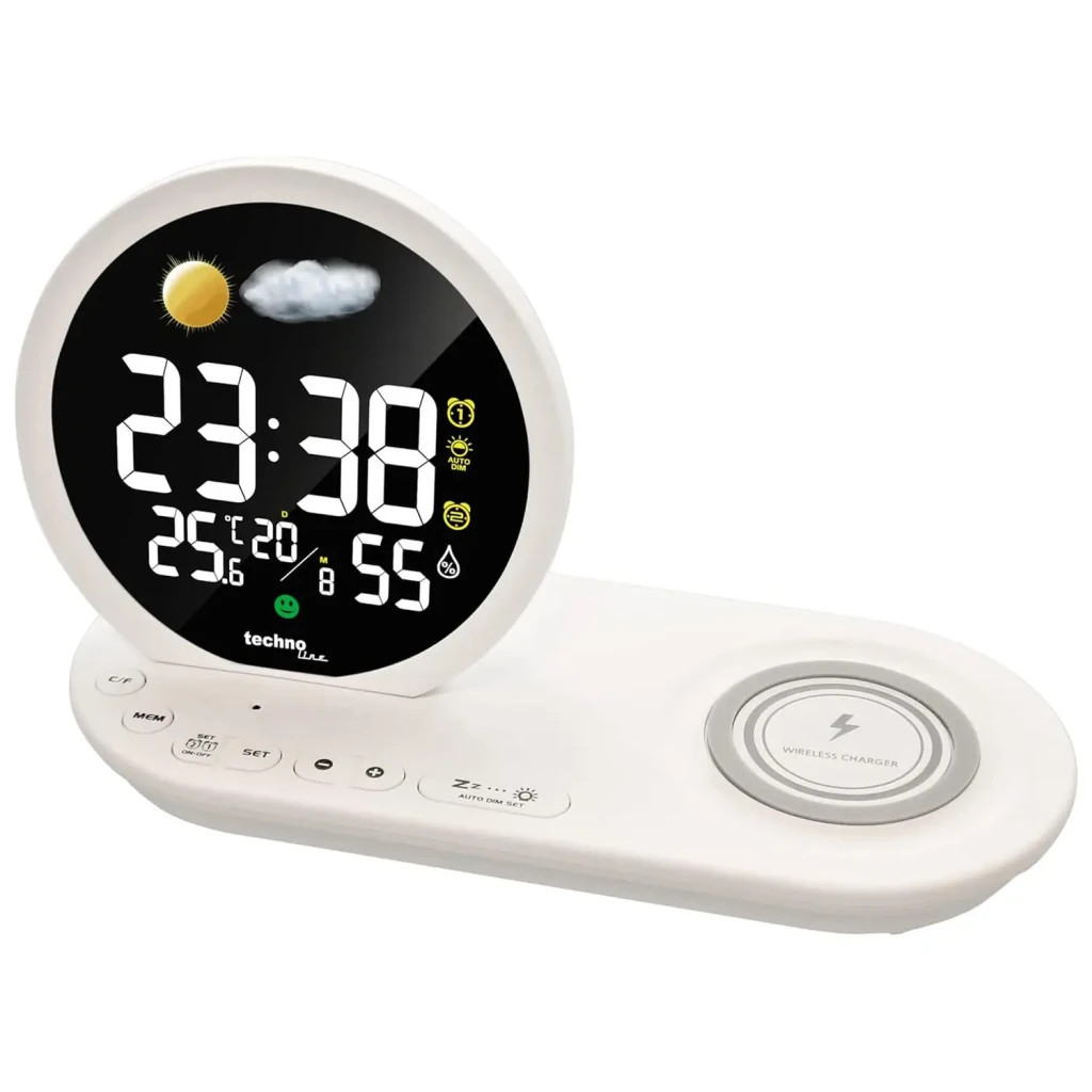 Настільний годинник Technoline Wireless Mobile Charging White (DAS302479) - зображення 3