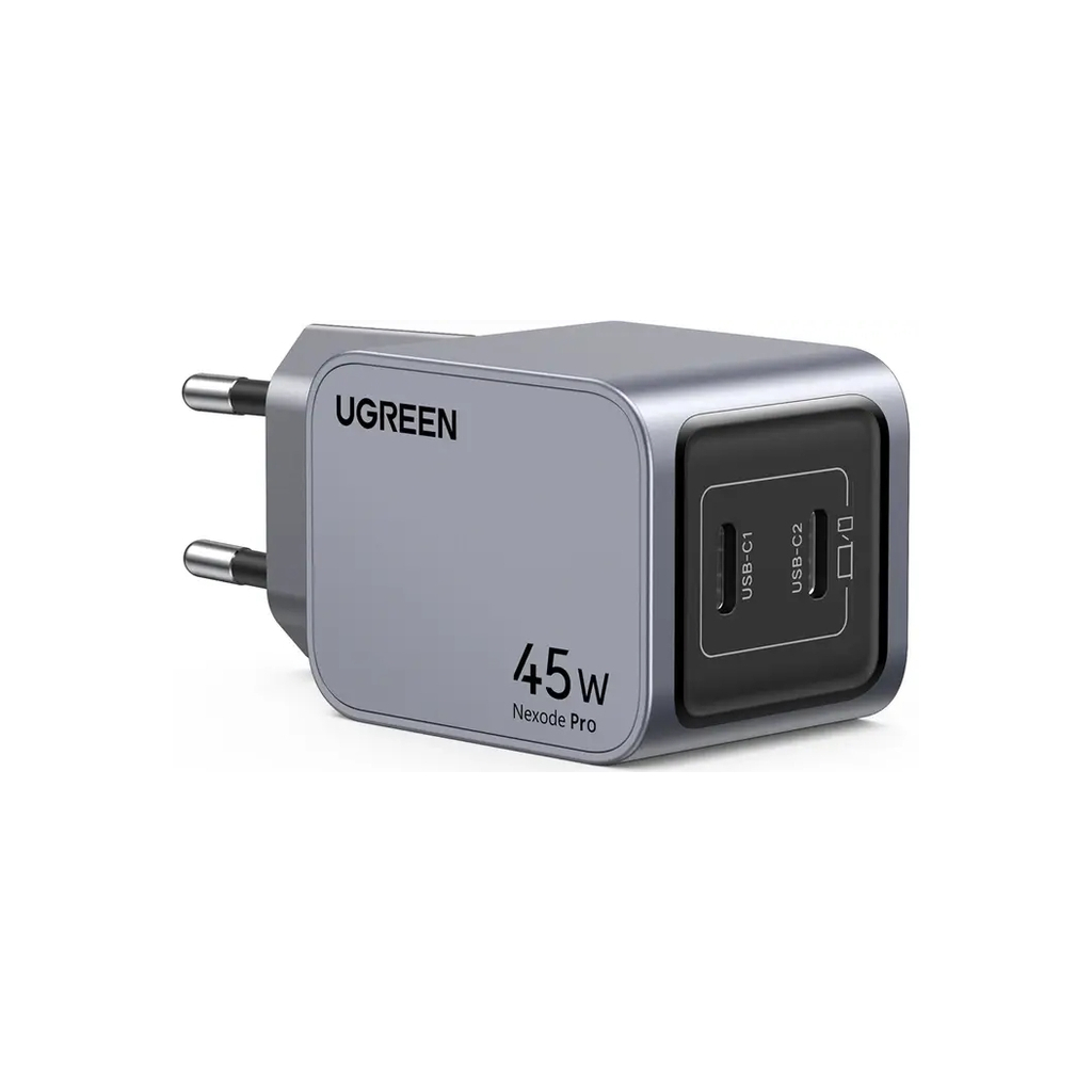 Зарядний пристрій Ugreen 2xUSB-C PD45W GaN X707 gray (35008) - зображення 2