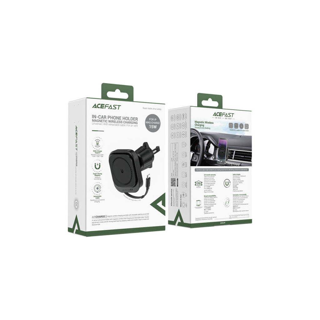 Універсальний автотримач Acefast D32 Magnetic wireless charging (6974316283225) - зображення 5