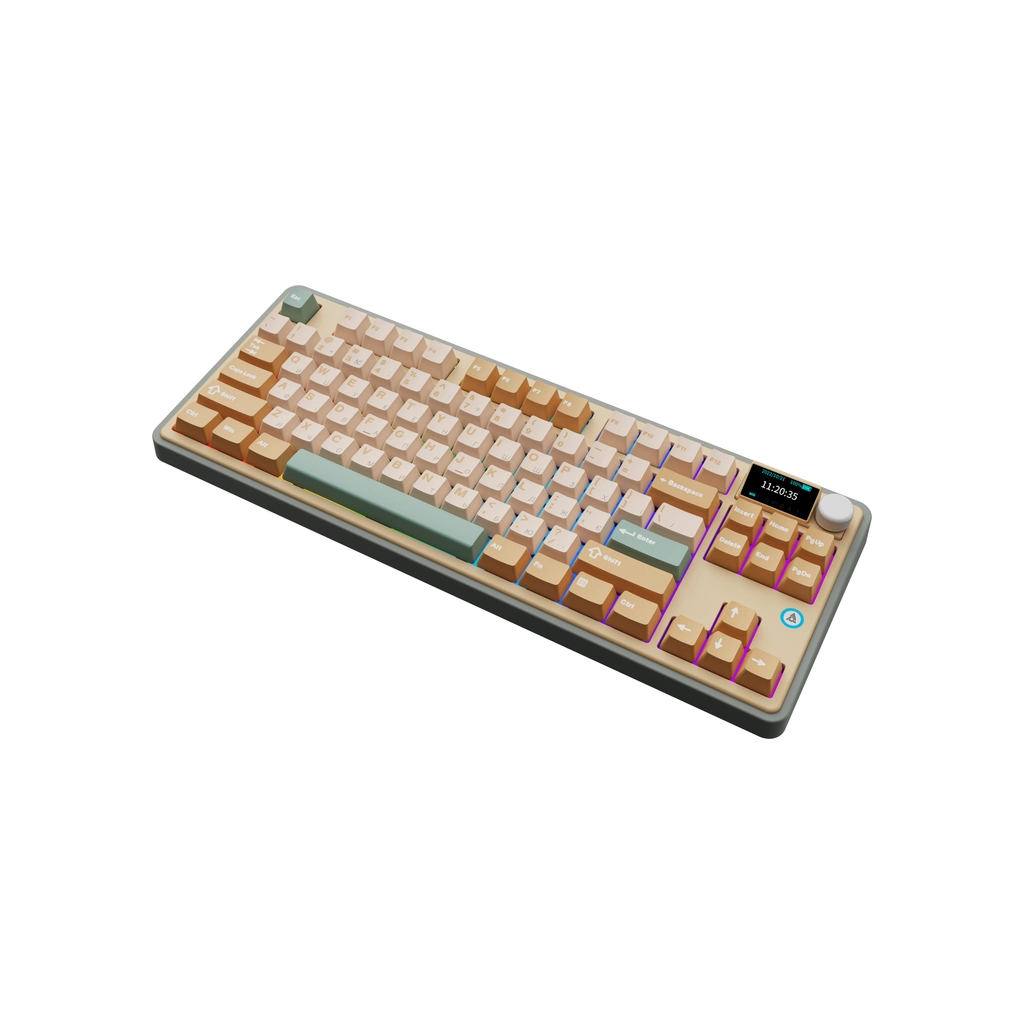 Клавіатура Ajazz AK870 Jasmine Switch Yellow RGB USB/Wireless/Bluetooth UA Brown (AK870-JS-YWG) - зображення 5