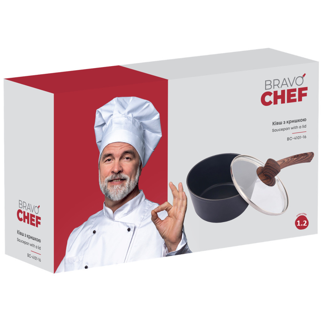 Ківш Bravo Chef класичний 1.2 л з кришкою (BC-4101-16) - зображення 5