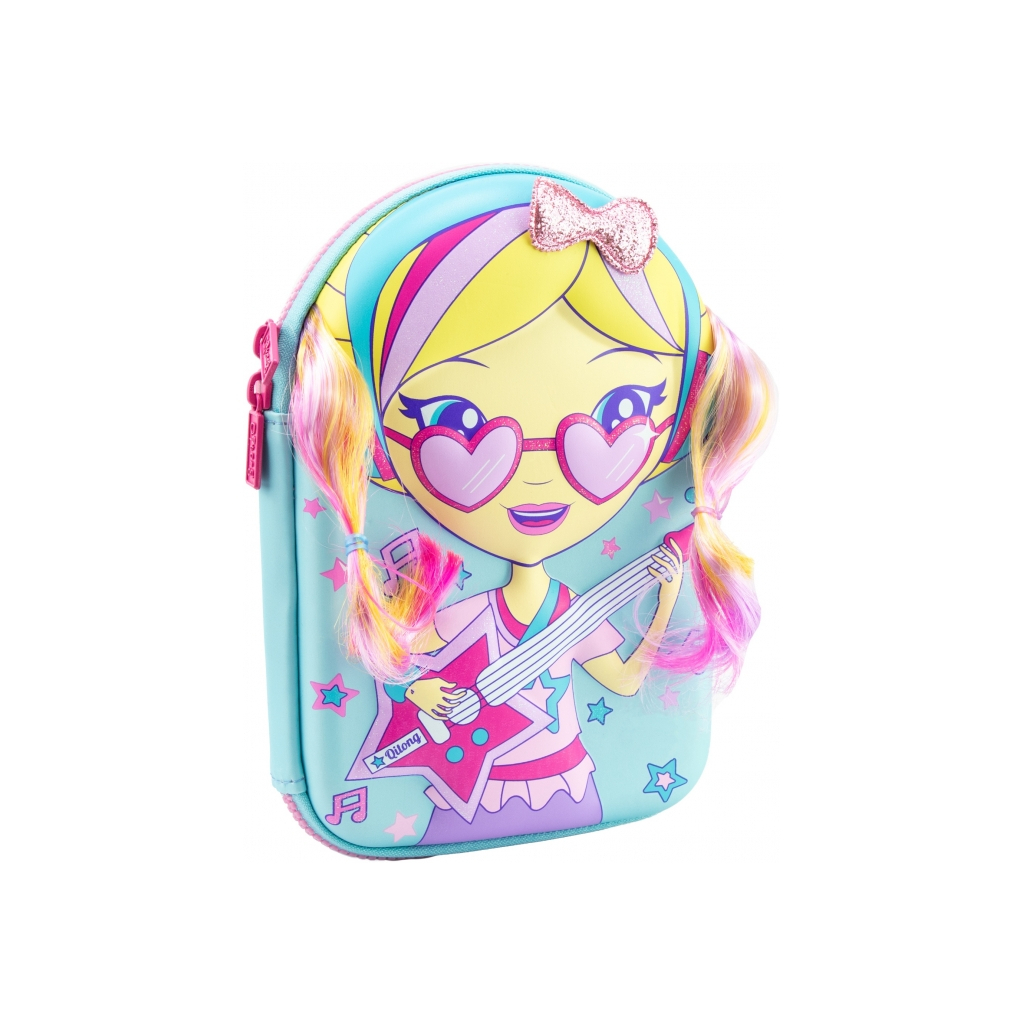 Пенал Cool For School Об'ємний 4D Із зачіскою 1 відділення Блакитний (QT-5731-Blue) - зображення 1