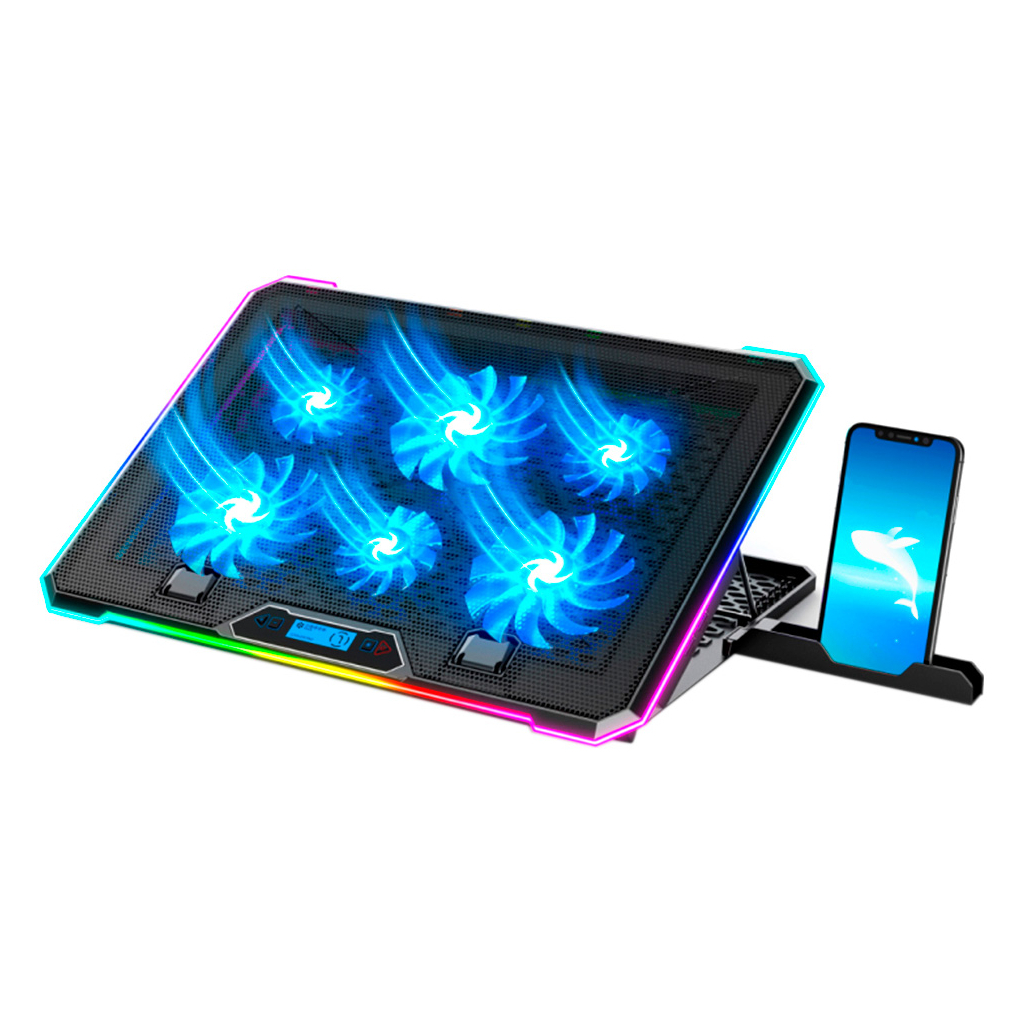 Підставка до ноутбука IceCoorel 10-17", 4*100mm 1400 RPM, 2*USB, 420x300x28mm, RGB (K15) - зображення 1