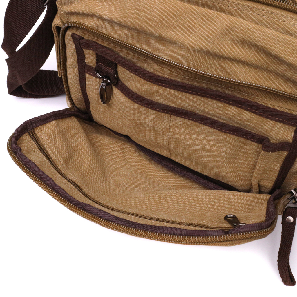 Сумка Vintage Чоловіча месенджер з текстилю Пісочна (22206) - зображення 6