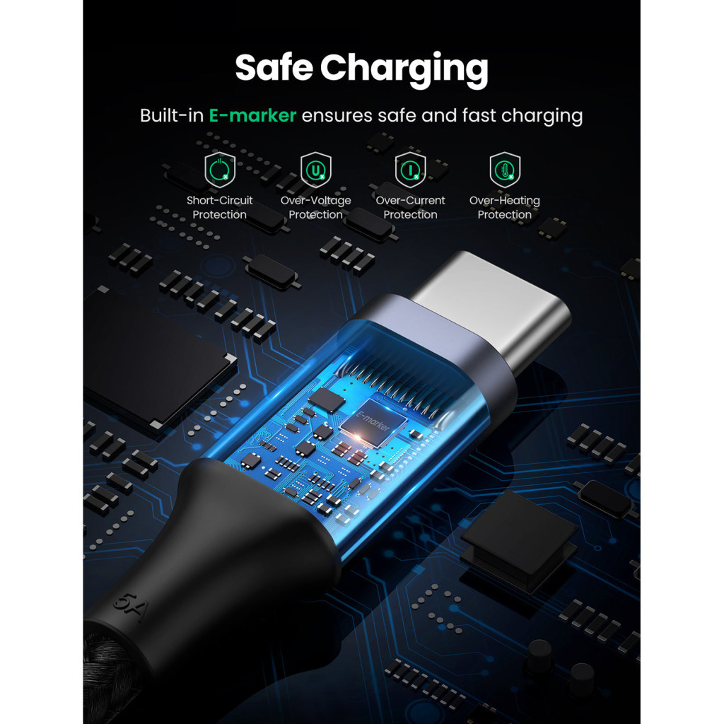 Дата кабель USB-C to USB-C 3.0m 5A 100W US316 Black Ugreen (90120) - зображення 5