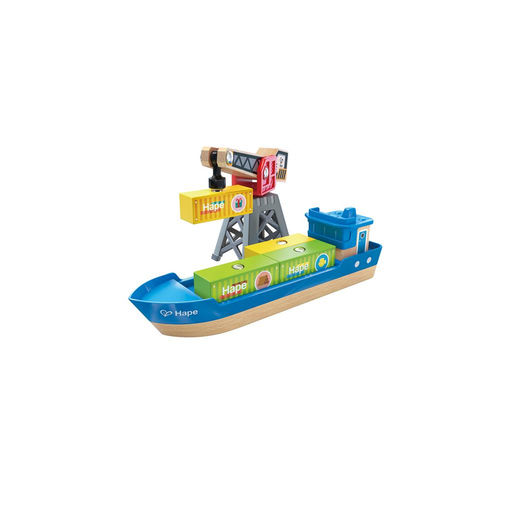 Залізниця Hape Набір для залізниці Корабель із краном (E3792) - зображення 2
