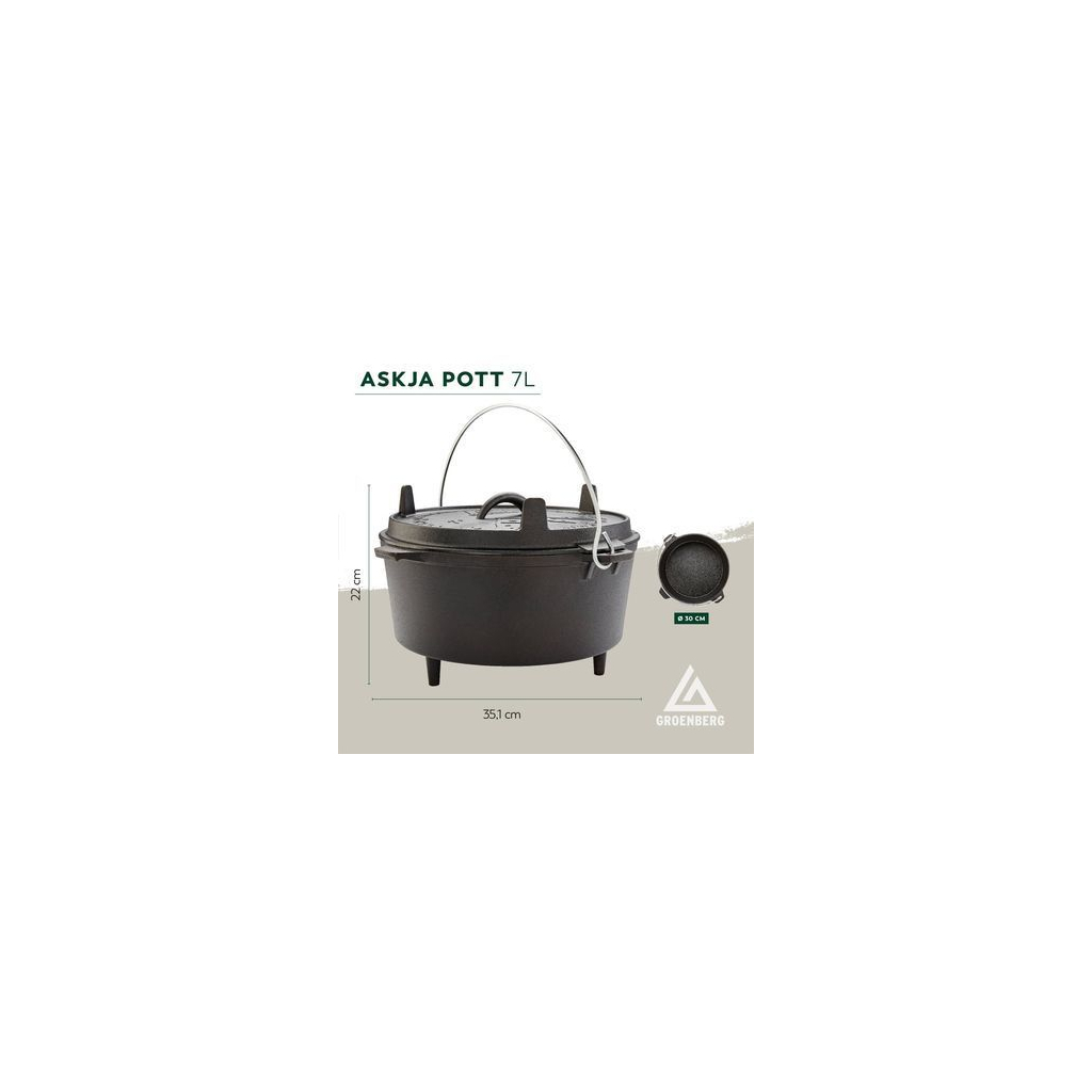 Котел туристичний Groenberg Askja Pot 30 cm / 7 L Black (266017) (DAS303244) - зображення 7
