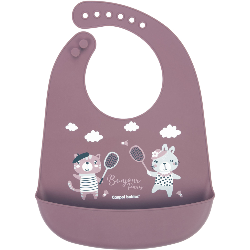 Слинявчик Canpol babies Bonjour Paris силіконовий з кишенькою червоний (74/027_red) - зображення 1