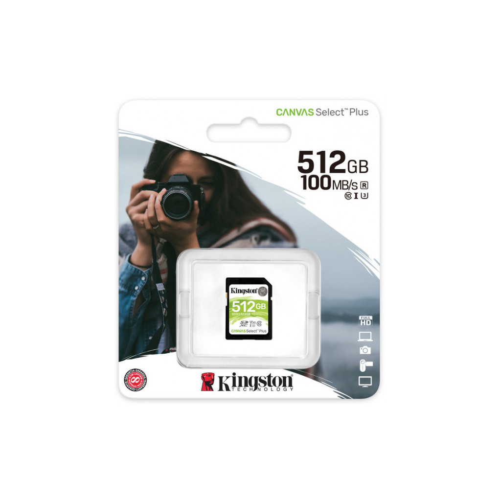 Карта пам'яті Kingston 512GB SDXC class 10 UHS-I U3 Canvas Select Plus (SDS2/512GB) - зображення 3