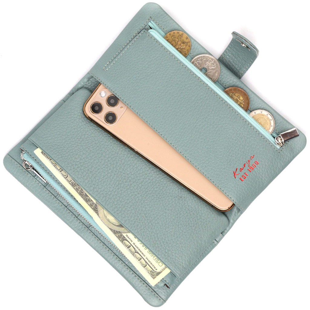 Портмоне Karya З натуральної шкіри Сіро-блакитне (21000) - зображення 7