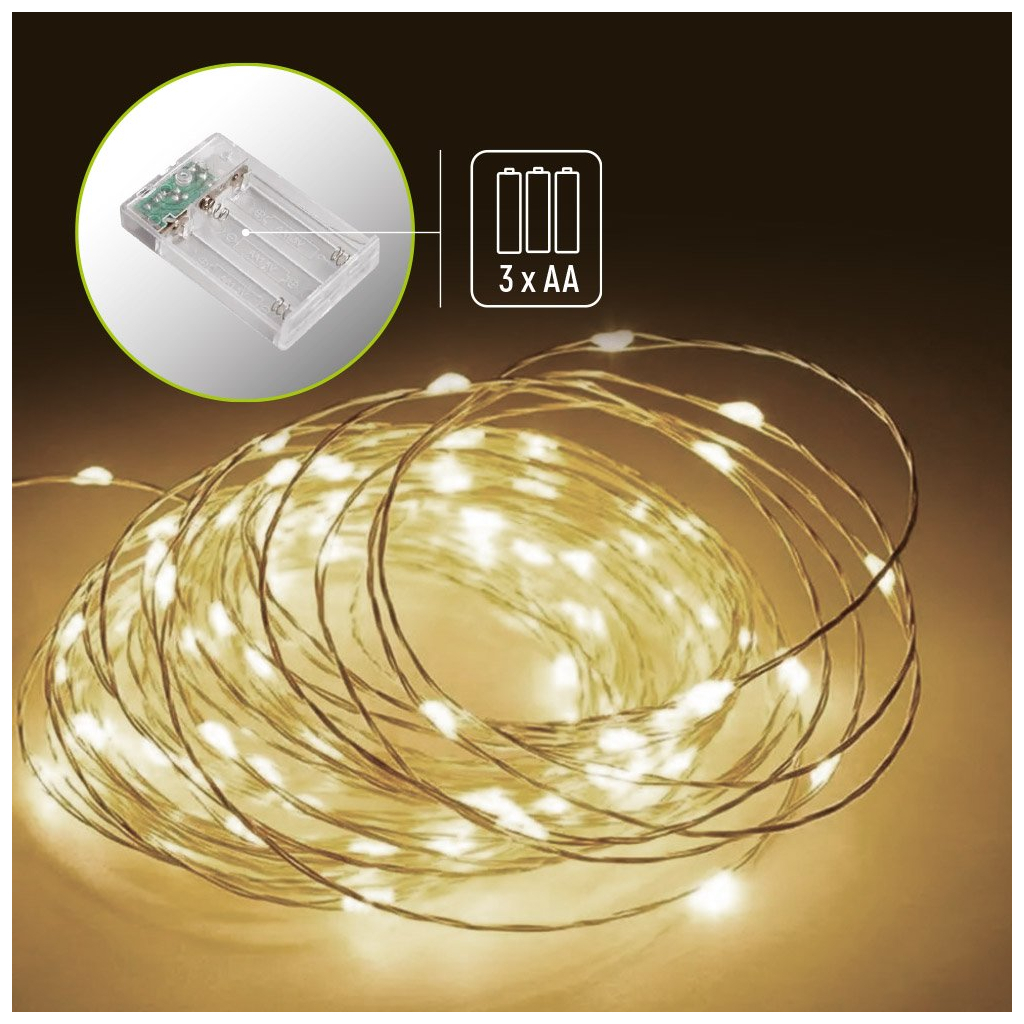 Гірлянда ColorWay Струна LED 50 5 м теплий колір 3 AA Battery (CW-G-50L5NB) - зображення 2