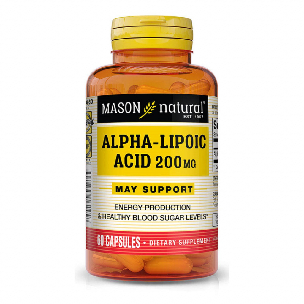 Амінокислота Mason Natural Альфа-ліпоєва кислота 200 мг, Alpha Lipoic Acid, 60 капсул (MAV16245) - зображення 1
