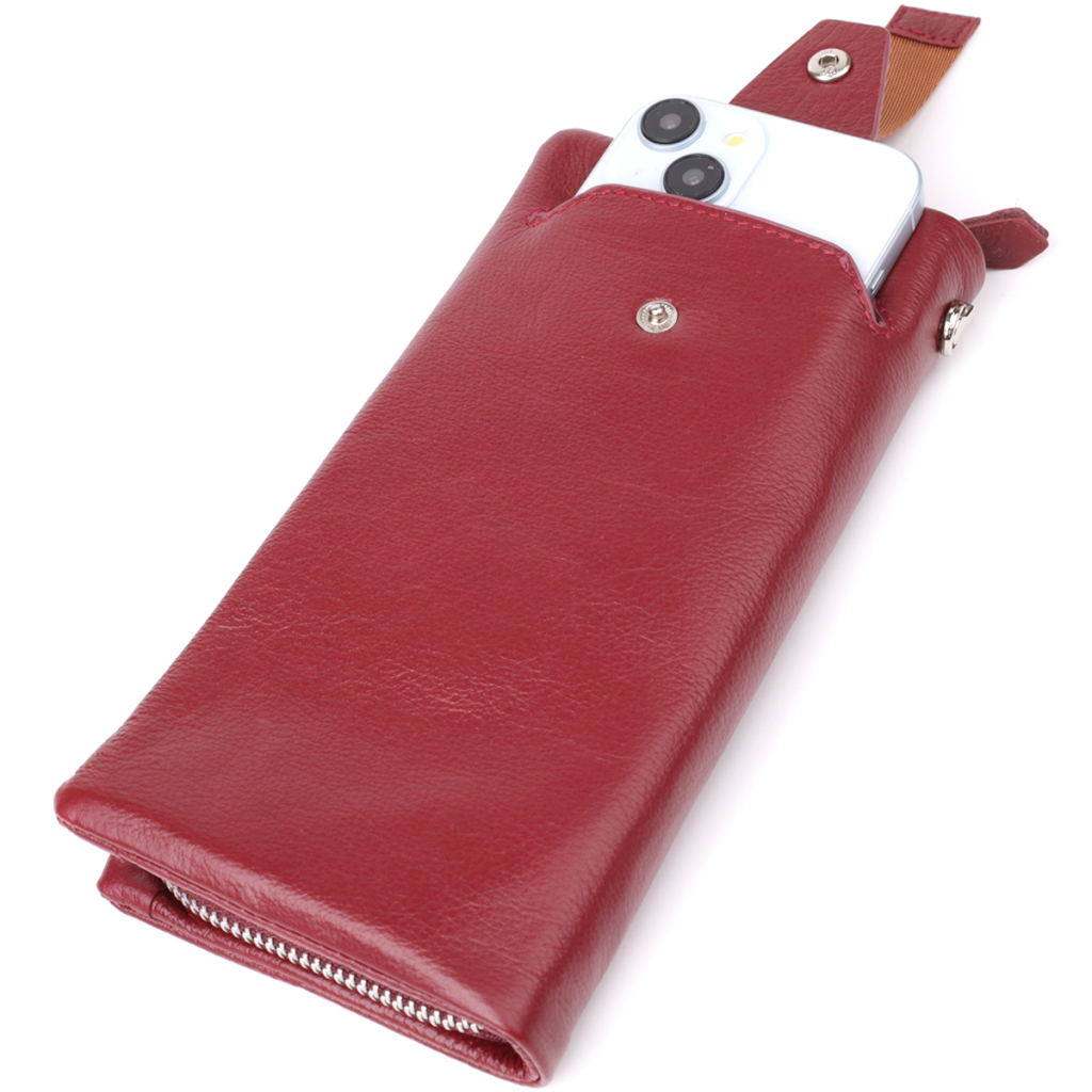 Гаманець ST Leather Шкіряний з відділенням під телефон Бордовий (23102) - зображення 8