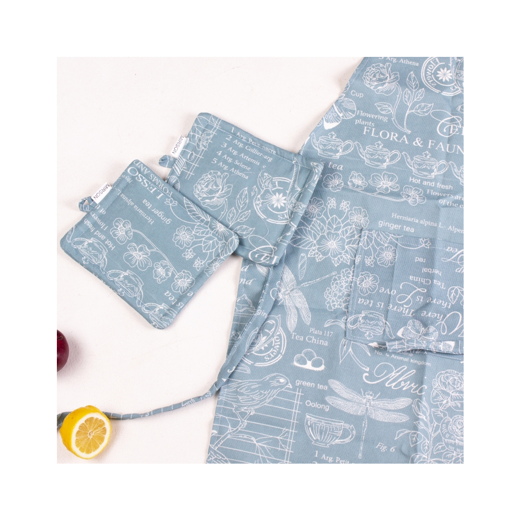 Фартух MirSon Набір №211 - Green birds дві прихватки + дві рукавички-прихватки + фартух (2200006754206) - picture 3