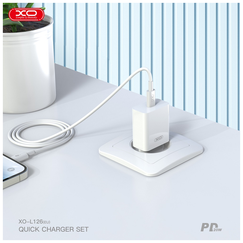 Зарядний пристрій XO L126 20W USB-C PD White (L126_White) - зображення 3